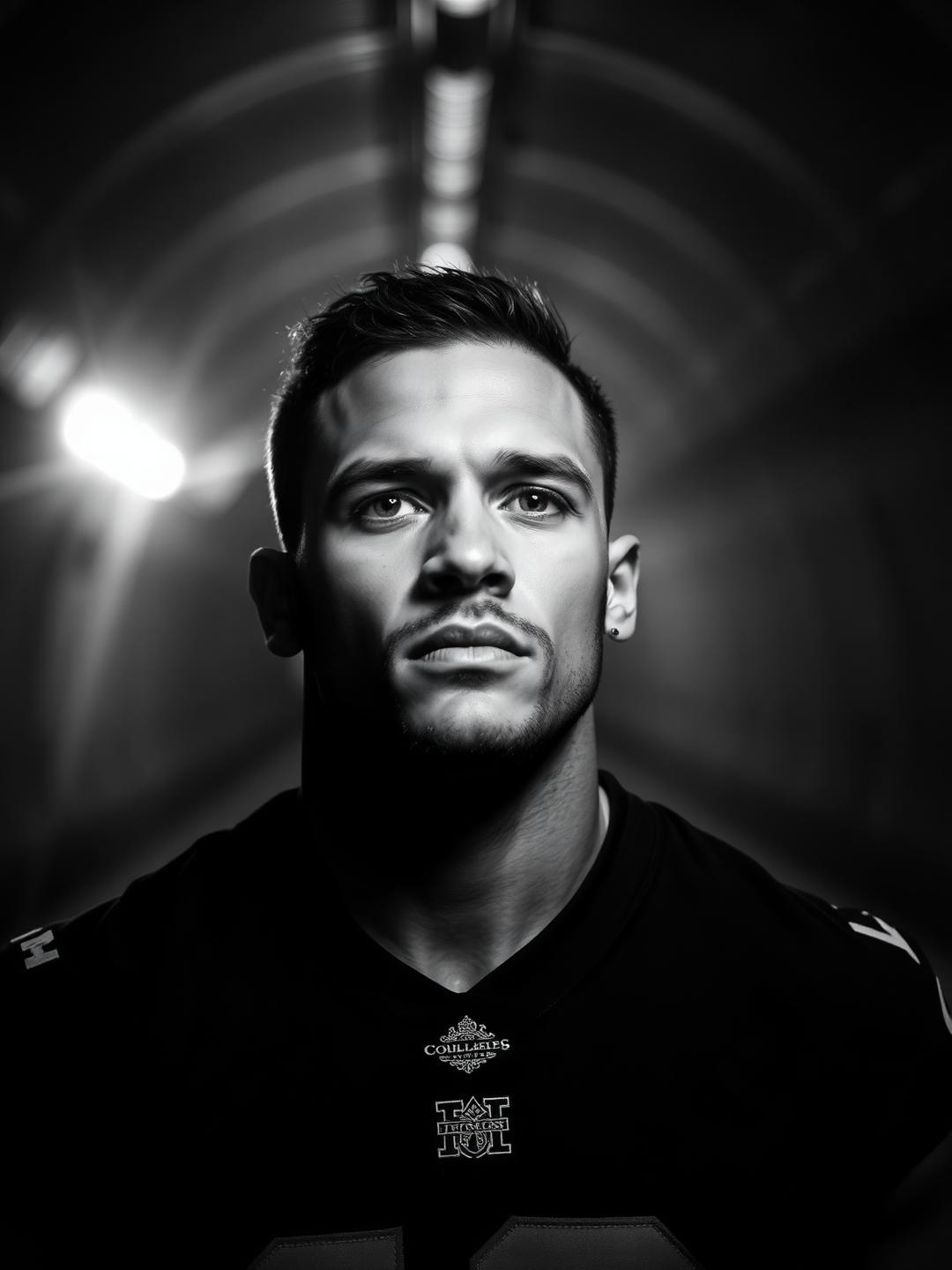 Atleta profesional en el túnel del estadio